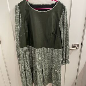 Dress with leather top